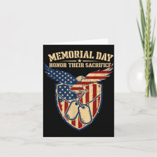 Memorial day flag honour sacrifice men women card