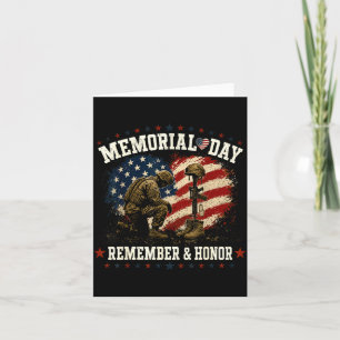 Memorial day flag remember and honour patriot men card