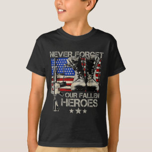 Memorial Day Forget Fallen Heroes American Flag T-Shirt
