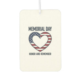 Memorial Day Heart Honor and Remember Shirt Design Car Air Freshener