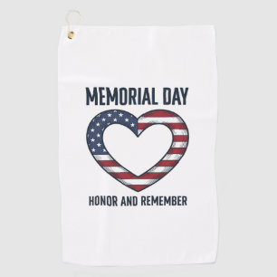 Memorial Day Heart Honour and Remember Shirt Desig Golf Towel