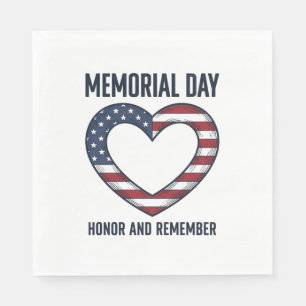 Memorial Day Heart Honour and Remember Shirt Desig Napkin