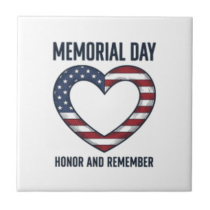 Memorial Day Heart Honour and Remember Shirt Desig Tile