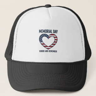Memorial Day Heart Honour and Remember Shirt Desig Trucker Hat