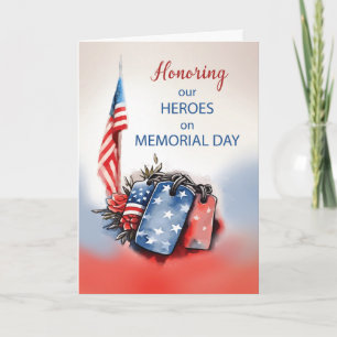 Memorial Day Honouring Heroes Dog Tags Red White Card