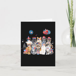 Memorial Day Independence USA Flag Cute Cat Card
