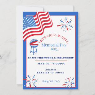 Memorial Day Let's Grill & Chill Invitation