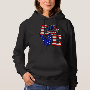 Memorial Day Love American Flower Flag Matching Hoodie
