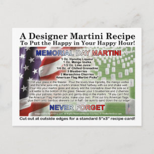 Memorial Day Martini Recipe Card Postcard
