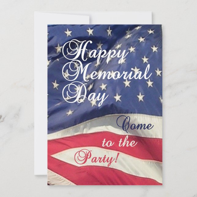 Memorial Day Party Celebration!-American Flag Invitation (Front)