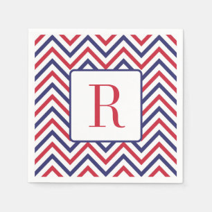 Memorial Day Party Monogram Red White and Blue Napkin