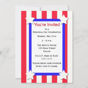 Memorial Day Party Stars and Stripes Invitation