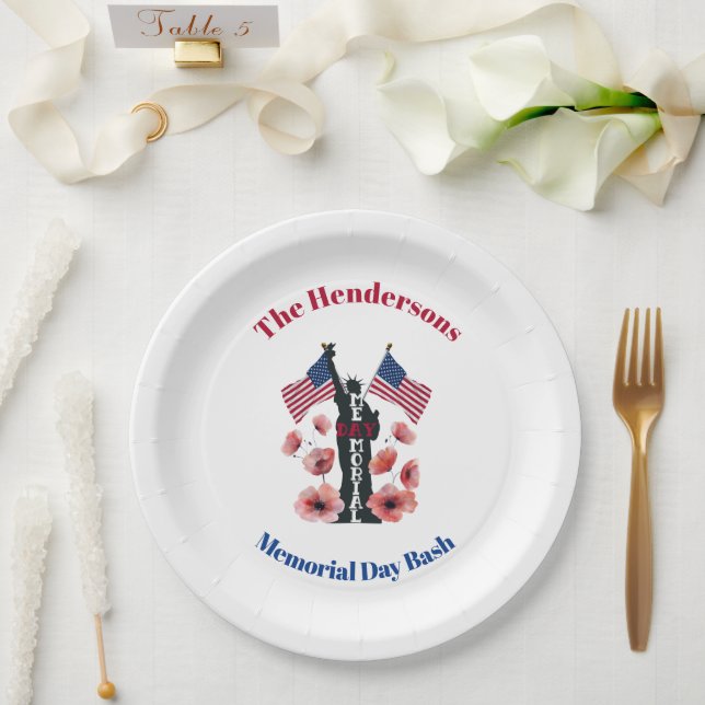Memorial Day personalised Paper Plates (Wedding)