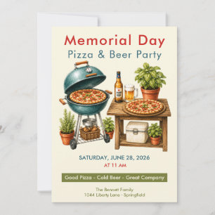 Memorial Day Pizza and Beer Party Invitation