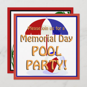 Memorial Day Pool Party Invite