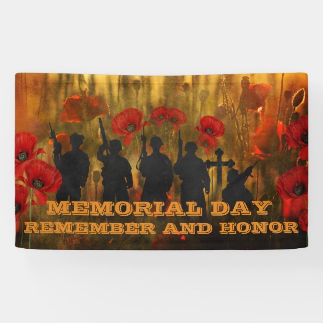 Memorial Day Poppy And Soldier  Banner (Horizontal)