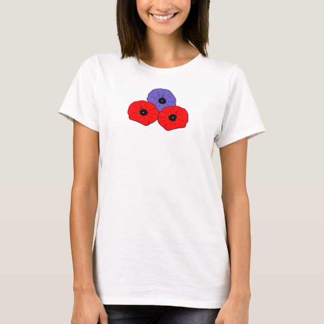 Memorial Day Red and Purple Poppies T-Shirt (Front)