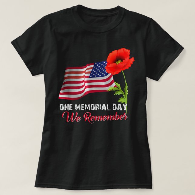 Memorial Day Red Poppy Patriotic Military Veteran  T-Shirt (Design Front)