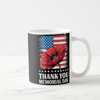 Memorial Day Red Poppy Thank Veterans USA Flag Coffee Mug