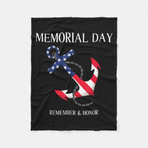 Memorial Day Remember and Honour America Flag Fleece Blanket