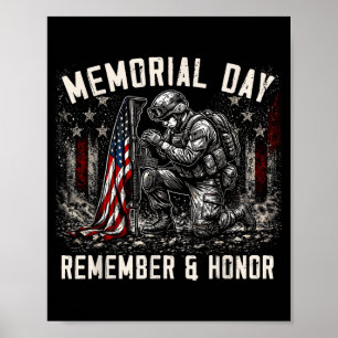 Memorial day remember and honour flag military poster
