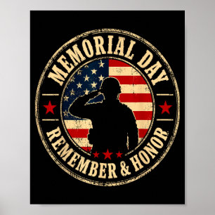Memorial day remember and honour soldier salute poster