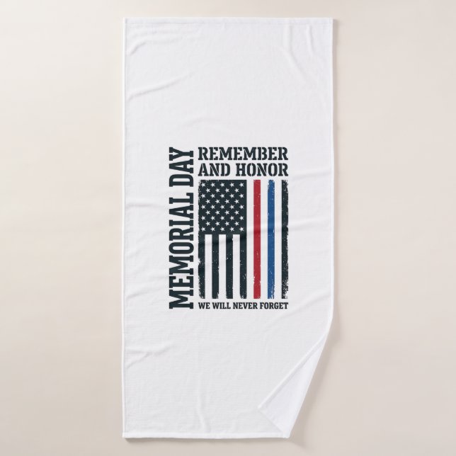 Memorial Day Remember And Honour Tribute Vector De Bath Towel (Bath Towel)