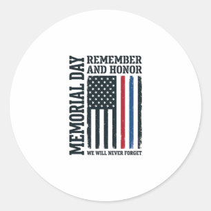 Memorial Day Remember And Honour Tribute Vector De Classic Round Sticker