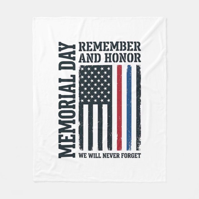 Memorial Day Remember And Honour Tribute Vector De Fleece Blanket (Front)