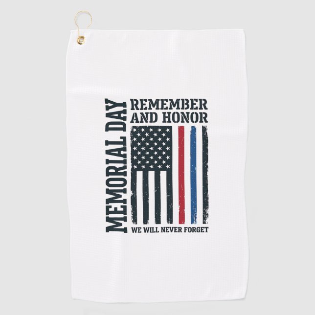 Memorial Day Remember And Honour Tribute Vector De Golf Towel (Front)