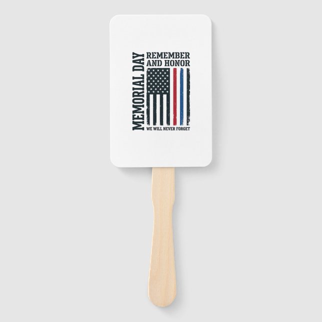 Memorial Day Remember And Honour Tribute Vector De Hand Fan (Front)
