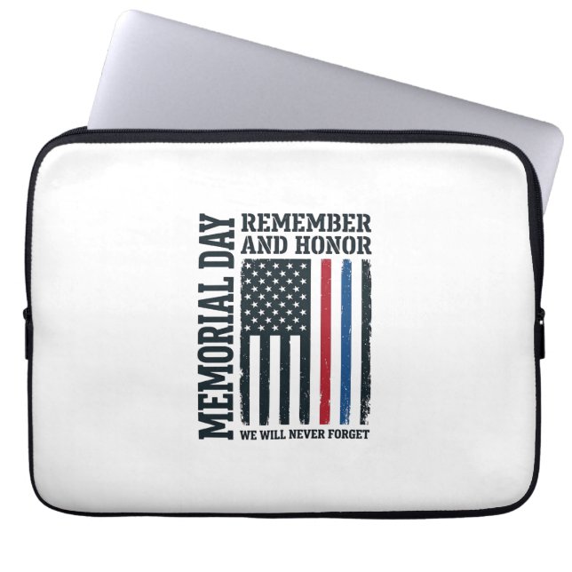 Memorial Day Remember And Honour Tribute Vector De Laptop Sleeve (Front)
