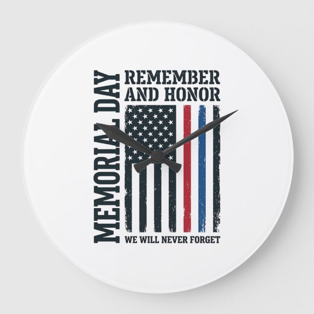 Memorial Day Remember And Honour Tribute Vector De Large Clock (Front)