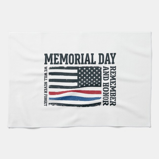Memorial Day Remember And Honour Tribute Vector De Tea Towel (Horizontal)