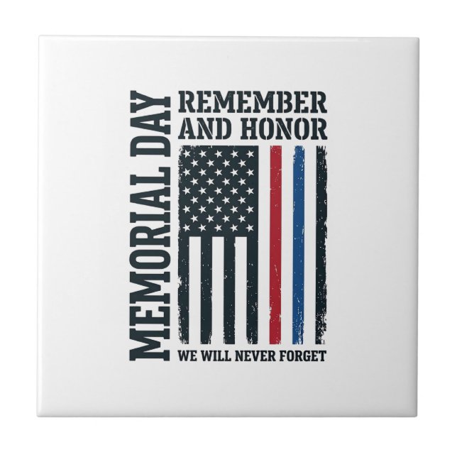 Memorial Day Remember And Honour Tribute Vector De Tile (Front)