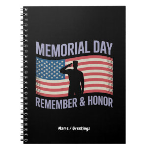 Memorial Day Remember & Honour Patriotic USA Flag  Notebook