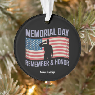 Memorial Day Remember & Honour Patriotic USA Flag Ornament