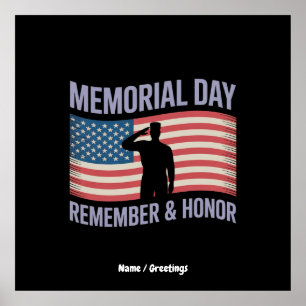 Memorial Day Remember & Honour Patriotic USA Flag  Poster