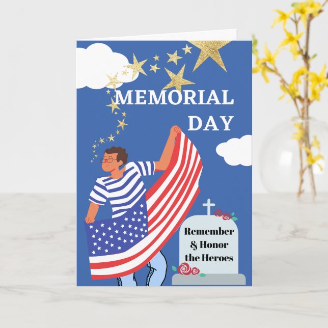 Memorial Day Remember Honour the Heroes  Card (Yellow Flower)