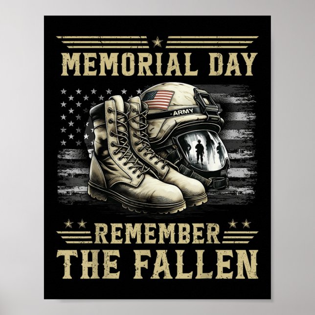 Memorial Day Remember The Fallen Veteran Military  Poster (Front)