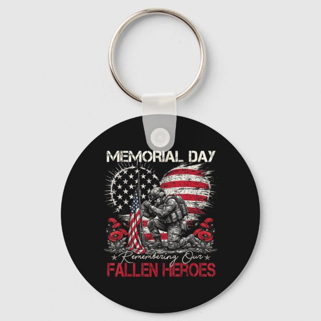 Memorial Day Remembering Fallen Heroes Flag Key Ring (Front)