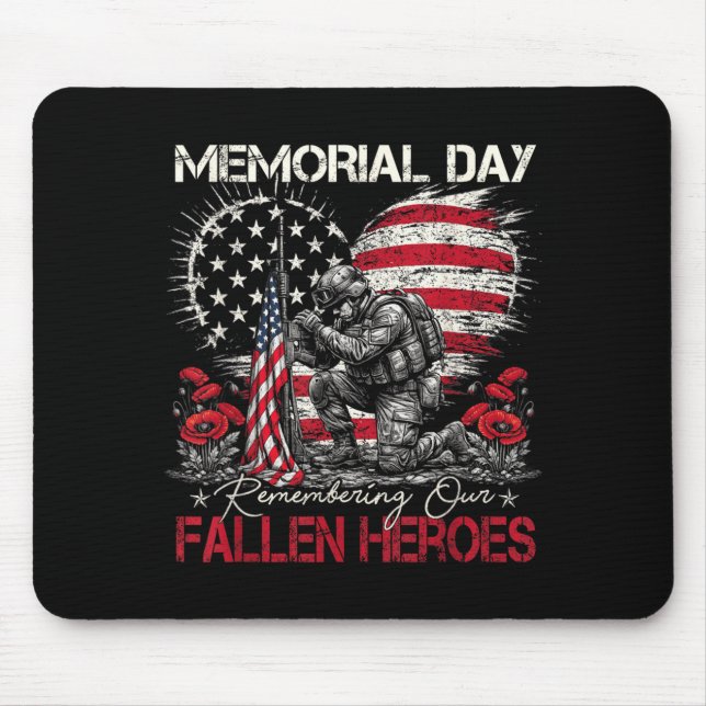 Memorial Day Remembering Fallen Heroes Flag Mouse Mat (Front)