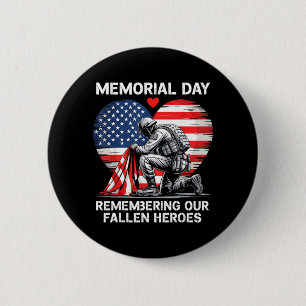 Memorial Day Remembering Fallen Heroes Patriotic 6 Cm Round Badge