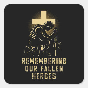 Memorial Day Remembering Our Fallen Heroes US Fait Square Sticker