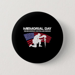 Memorial Day Remembering Our Fallen Heroes US Flag 6 Cm Round Badge