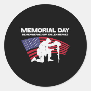 Memorial Day Remembering Our Fallen Heroes US Flag Classic Round Sticker