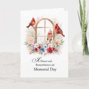 Memorial Day Remembrance Cardinals in Window Card