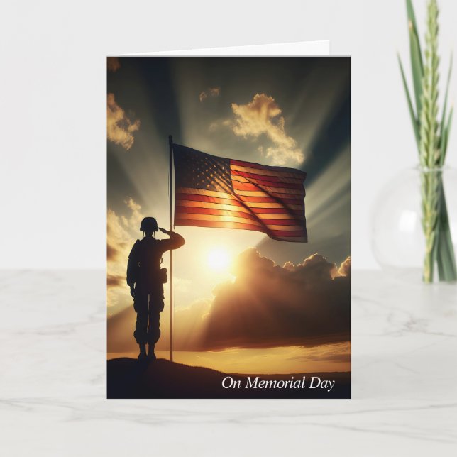Memorial Day Soldier Saluting Card (Front)
