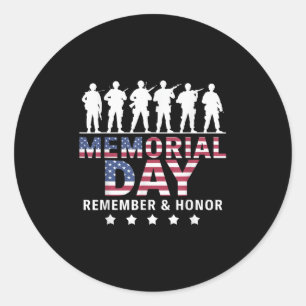 Memorial Day Soldiers Usa Flag Remember Honour Fre Classic Round Sticker
