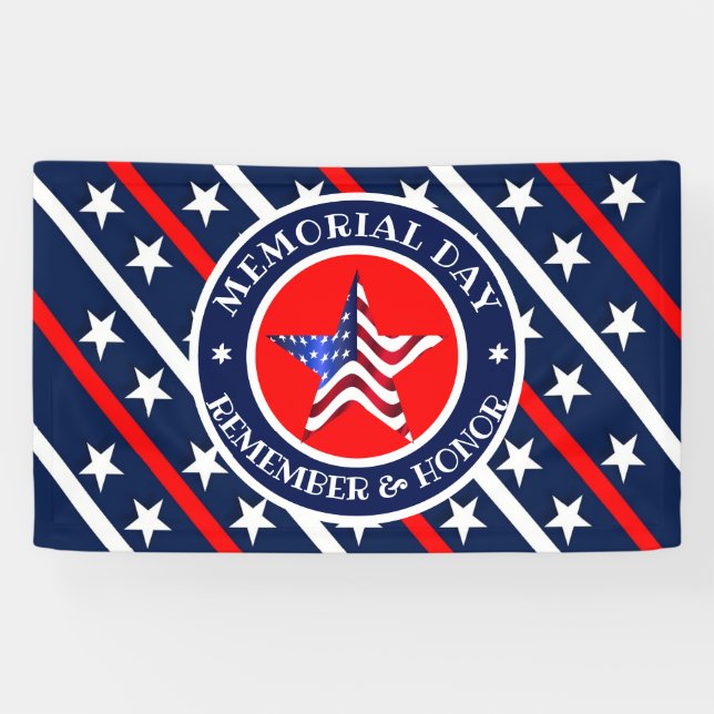 Memorial Day Stars And Stripes America Flag  Banner (Horizontal)